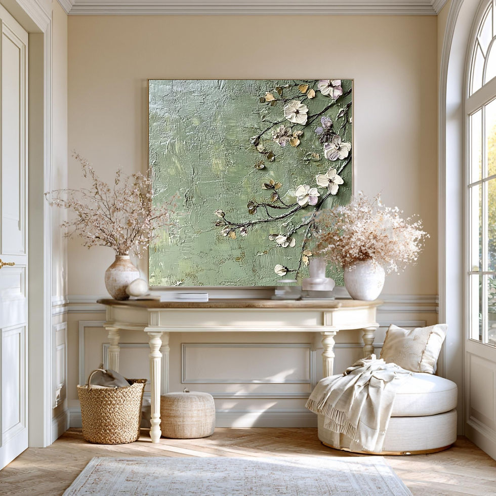 Thumbnail: Square art print of blooming branches