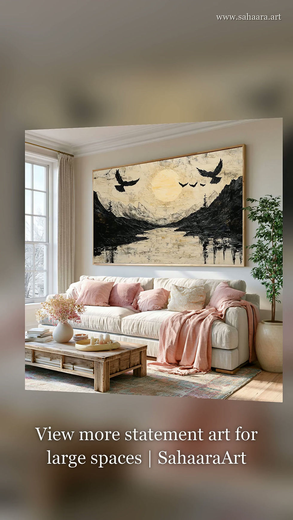 Thumbnail: Panoramic Mountain Birds Canvas Wall Art for Living Room