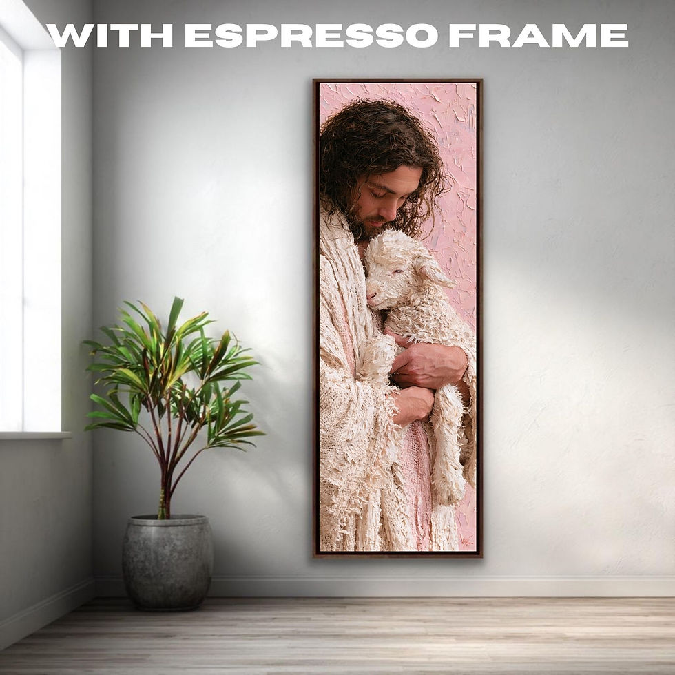 Thumbnail: Tall Narrow Jesus and Lamb Canvas Wall Art for Christian