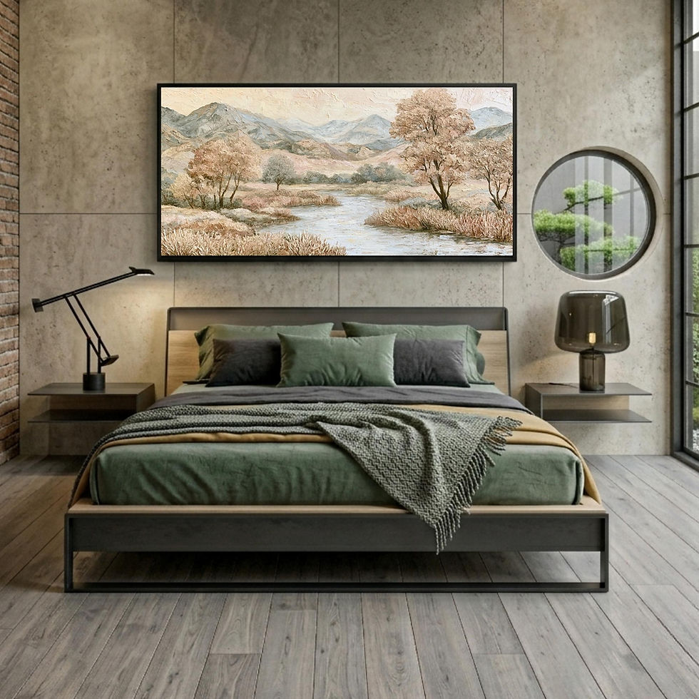 Serene bedroom wall art featuring a tranquil natural scene