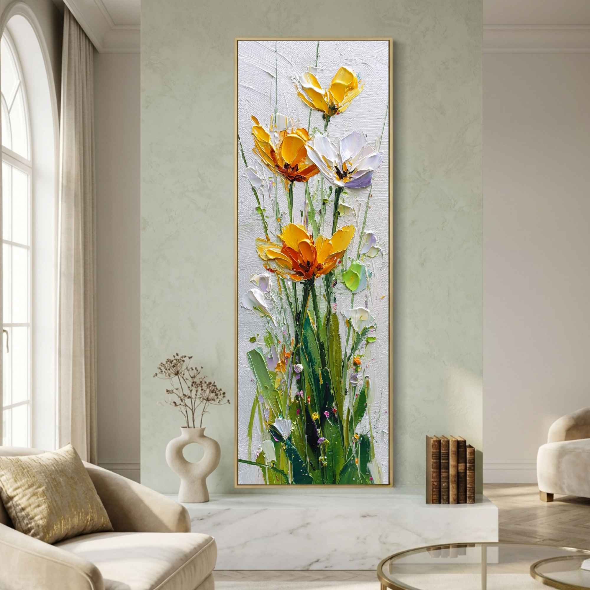 Tall Vertical Floral Bouquet Canvas Wall Art