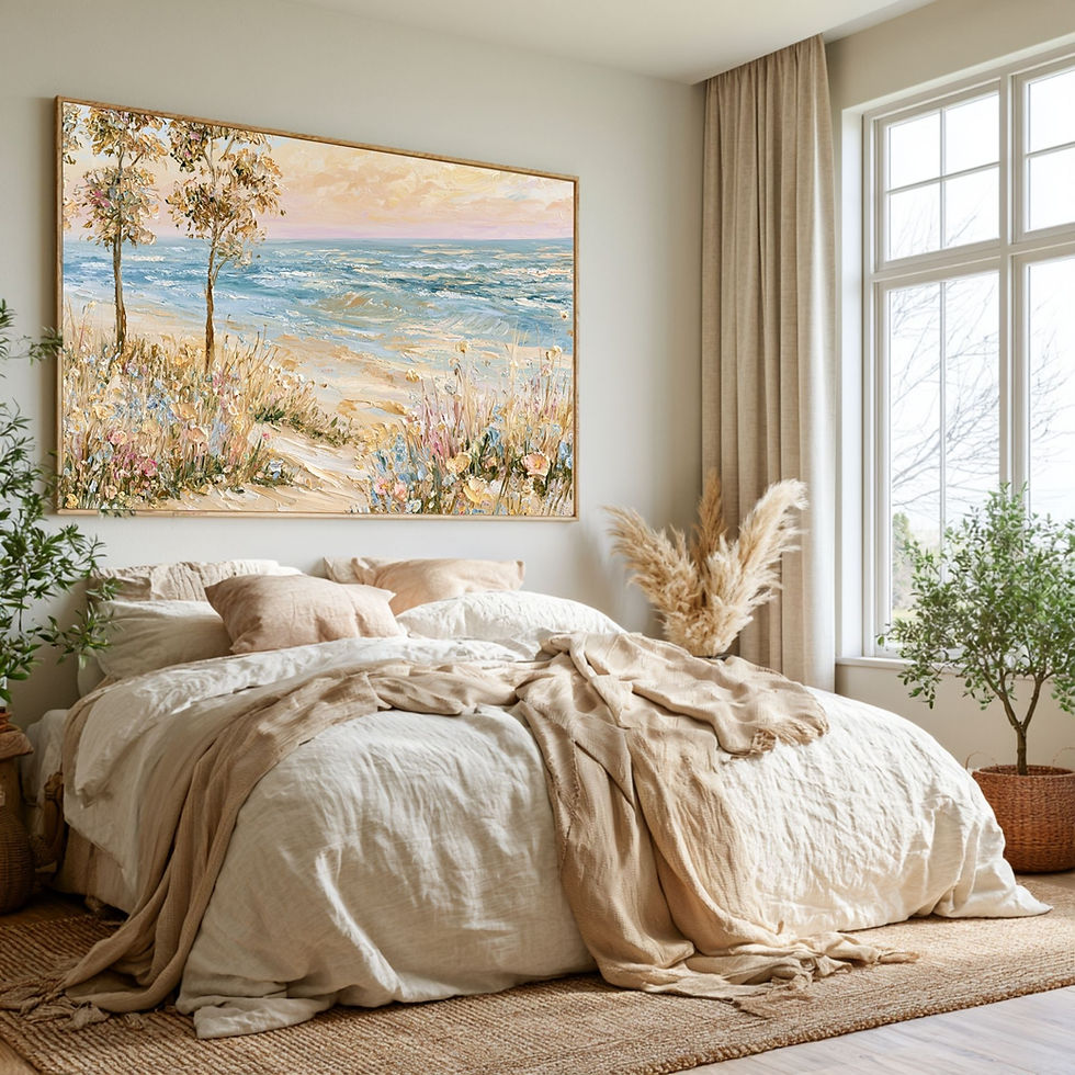 Thumbnail: Impressionistic Coastal Trees Canvas Wall Art for Living Room