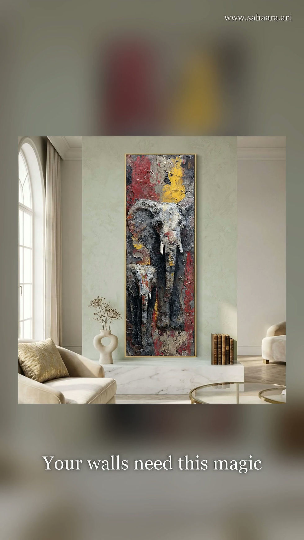 Thumbnail: Elephant Nursery Wall Art | Tall Vertical Canvas Decor
