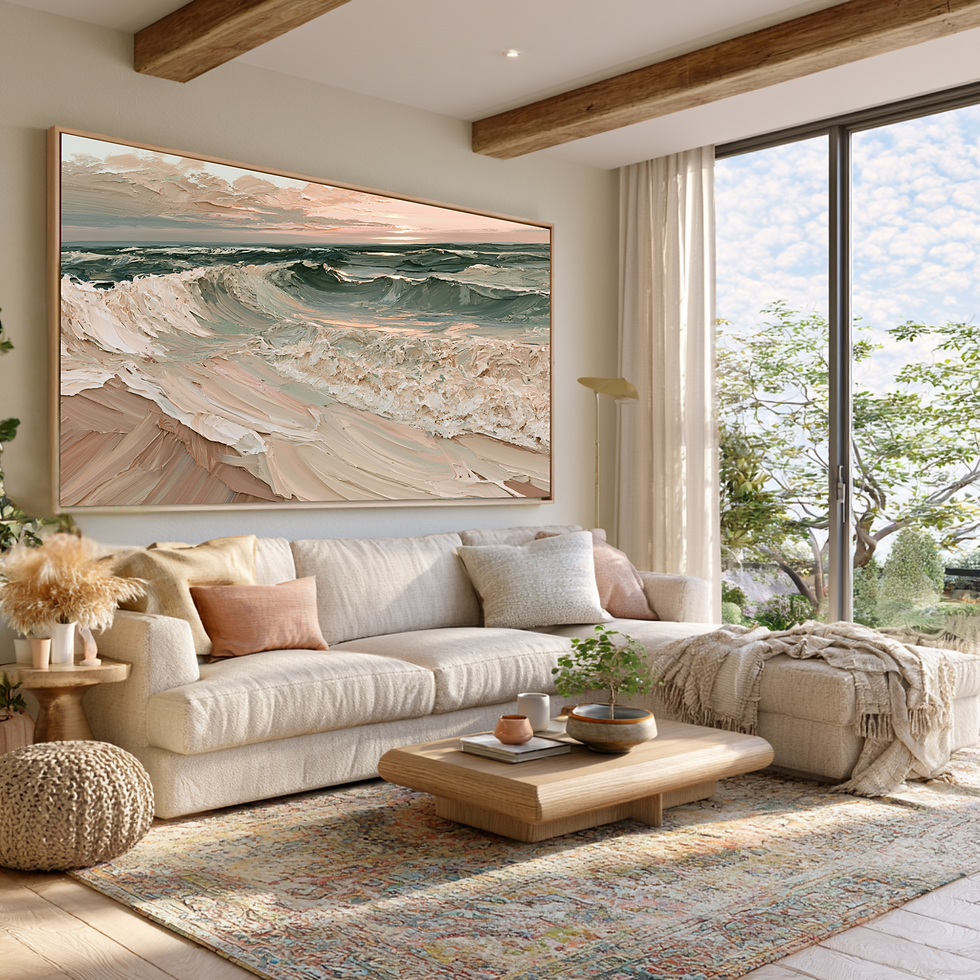 Thumbnail: Textured Ocean Waves Canvas Wall Art for Living Room