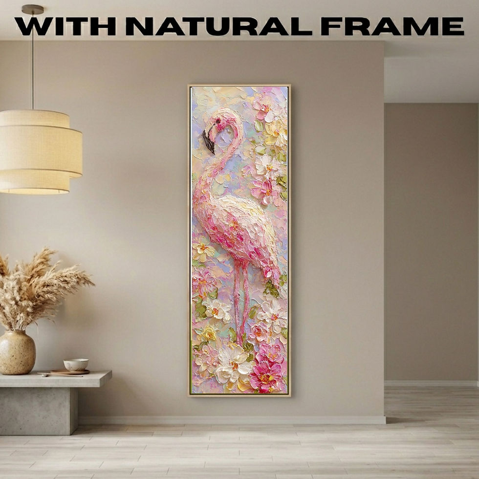 Thumbnail: Nursery Flamingo Wall Art | Tall Vertical Art | Floral Nursery Decor