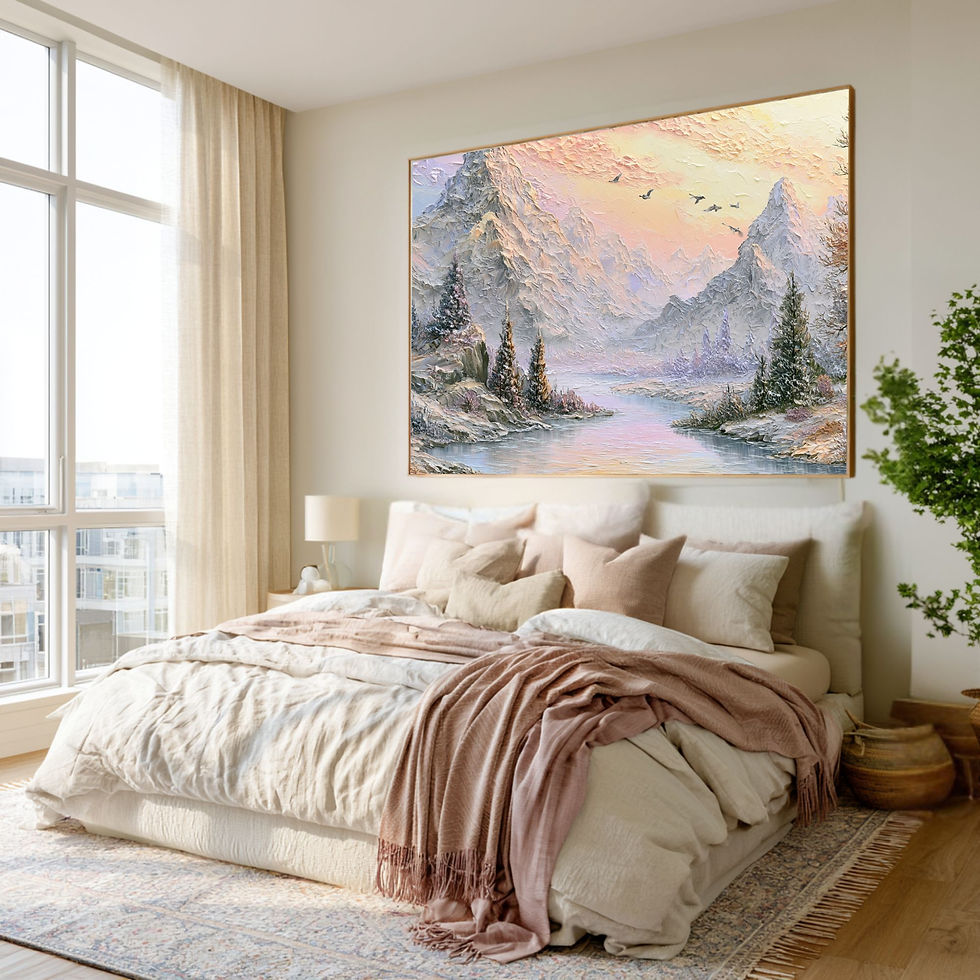 Thumbnail: Oversized Mountain Lake Canvas Wall Art for Living Room