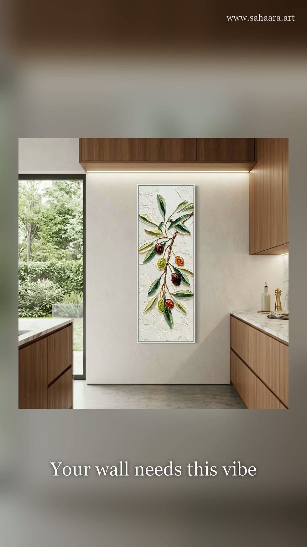 Thumbnail: Kitchen Wall Art Vertical Olive Branch Nature Canvas