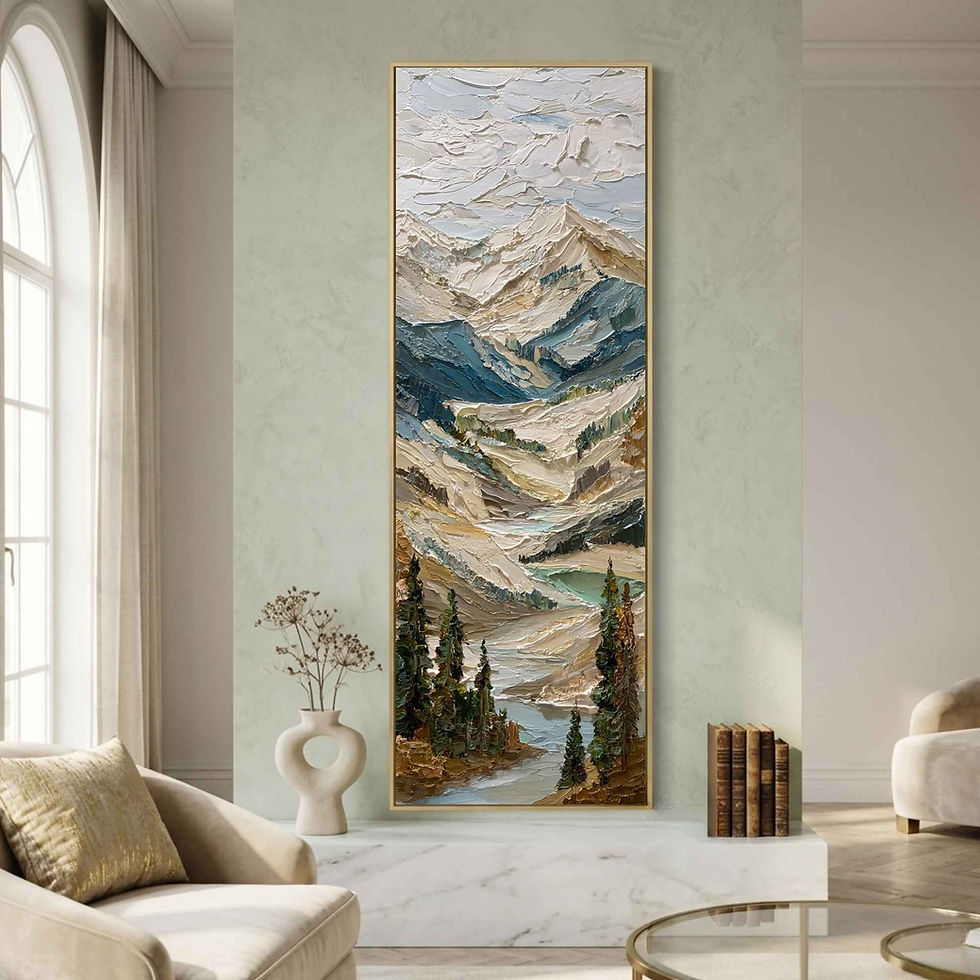 Tall vertical mountain river canvas wall art