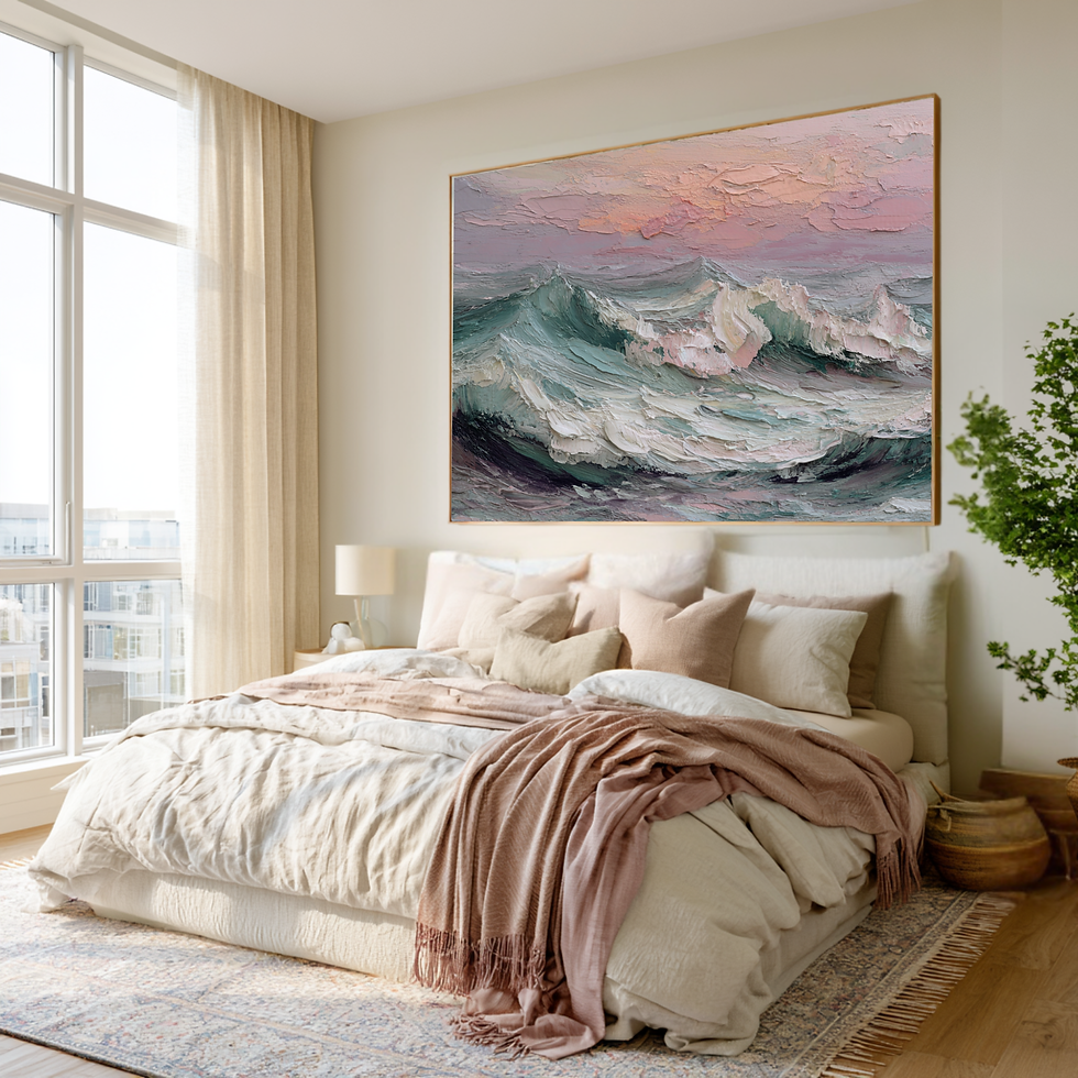 Thumbnail: Textured Ocean Waves Canvas Wall Art for Living Room