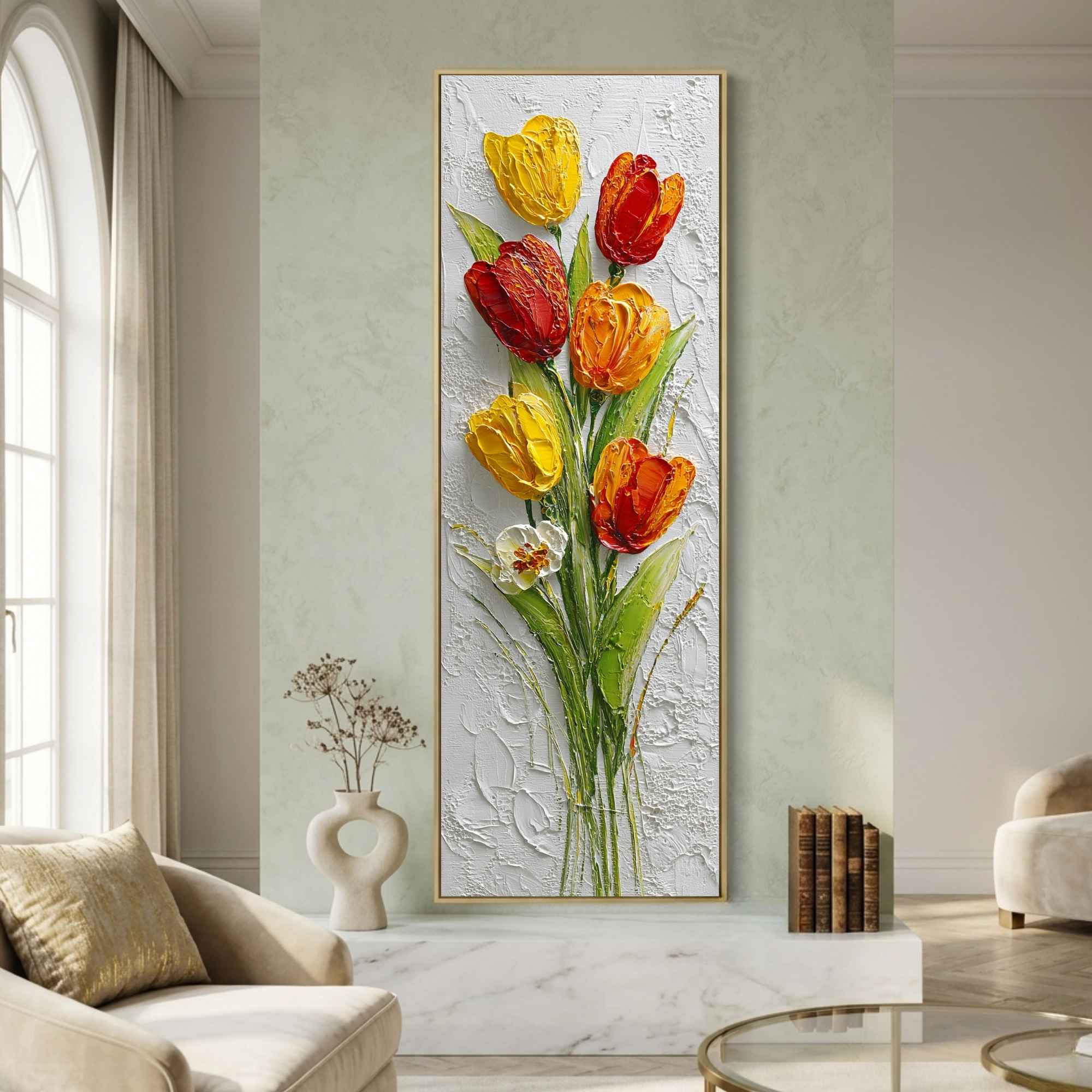 Tall Vertical Tulip Garden Canvas Wall Art