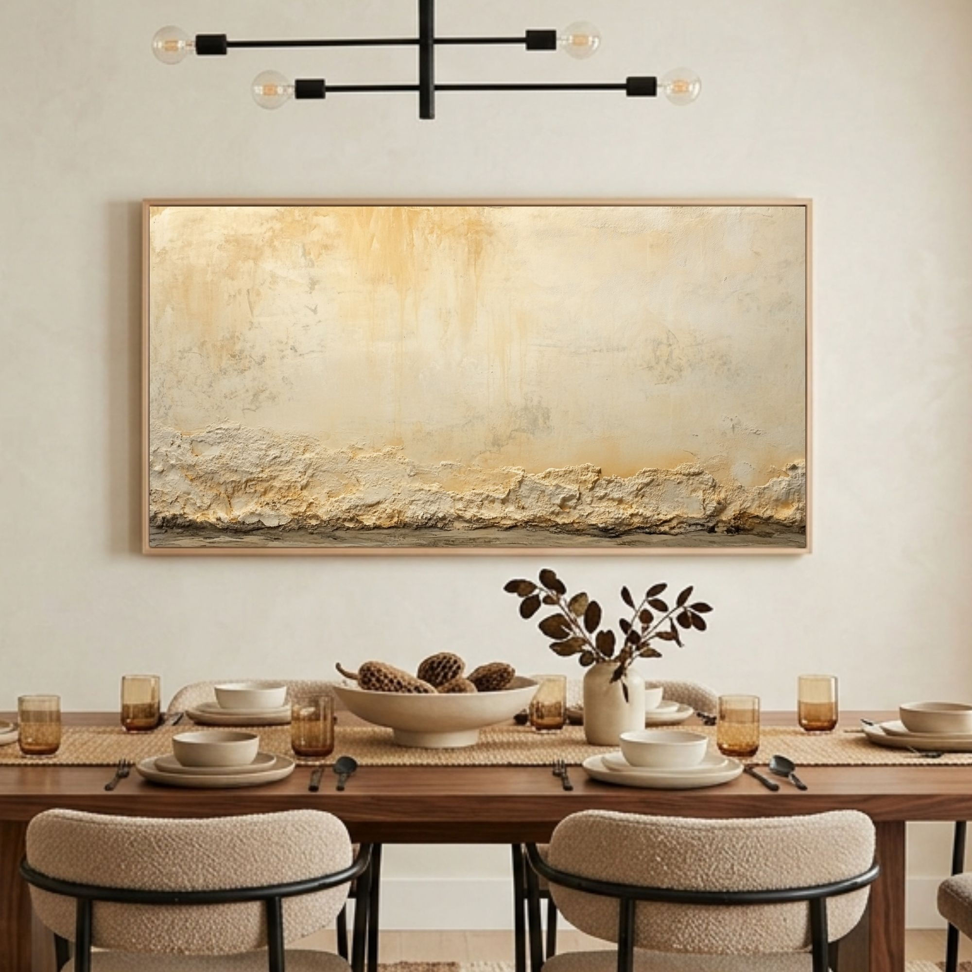 Abstract Textured Wall Art | Dining Room Decor | Horizontal Art