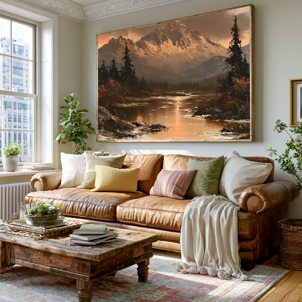 Thumbnail: Oversized Mountain Lake Canvas Wall Art for Living Room