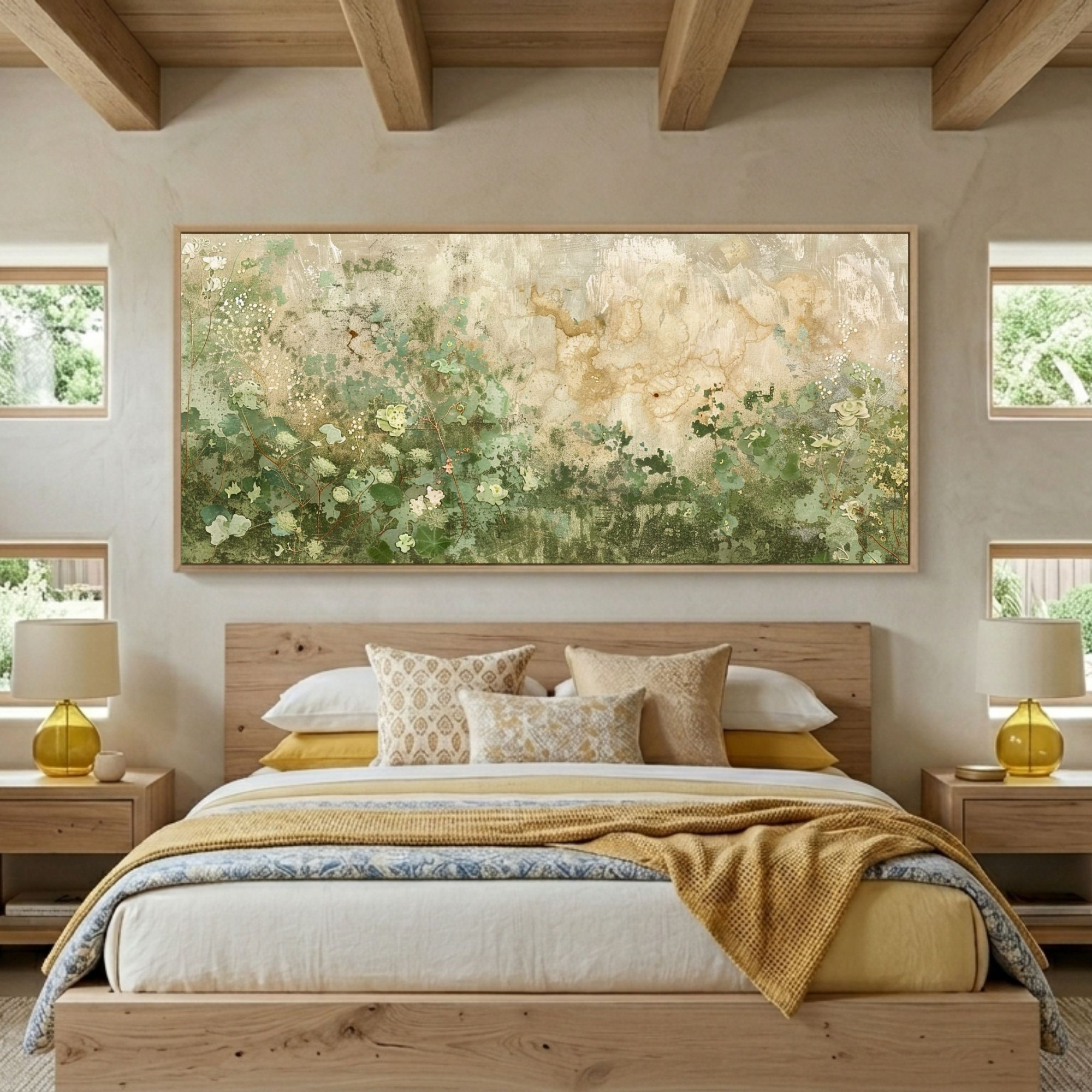 Panoramic botanical wall art for bedroom