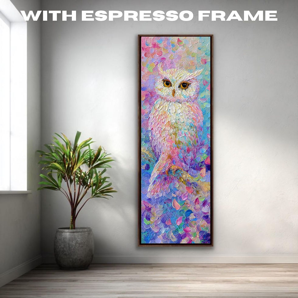 Thumbnail: Nursery Owl Wall Art | Tall Vertical Canvas Print | Vibrant Colors