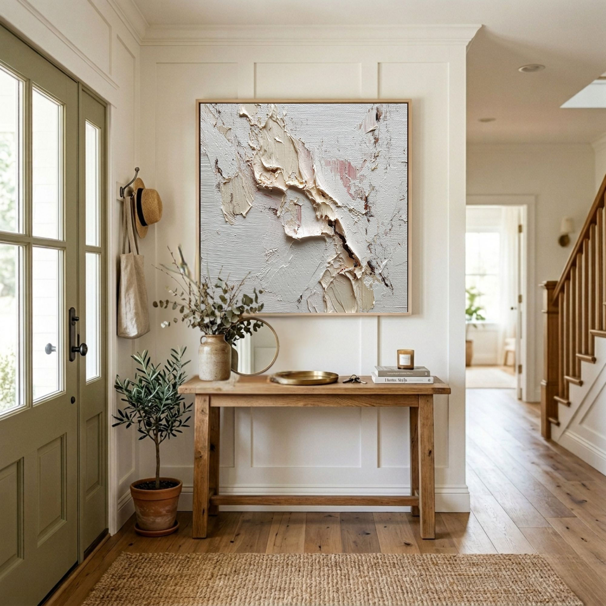Textured abstract wall art with neutral colors