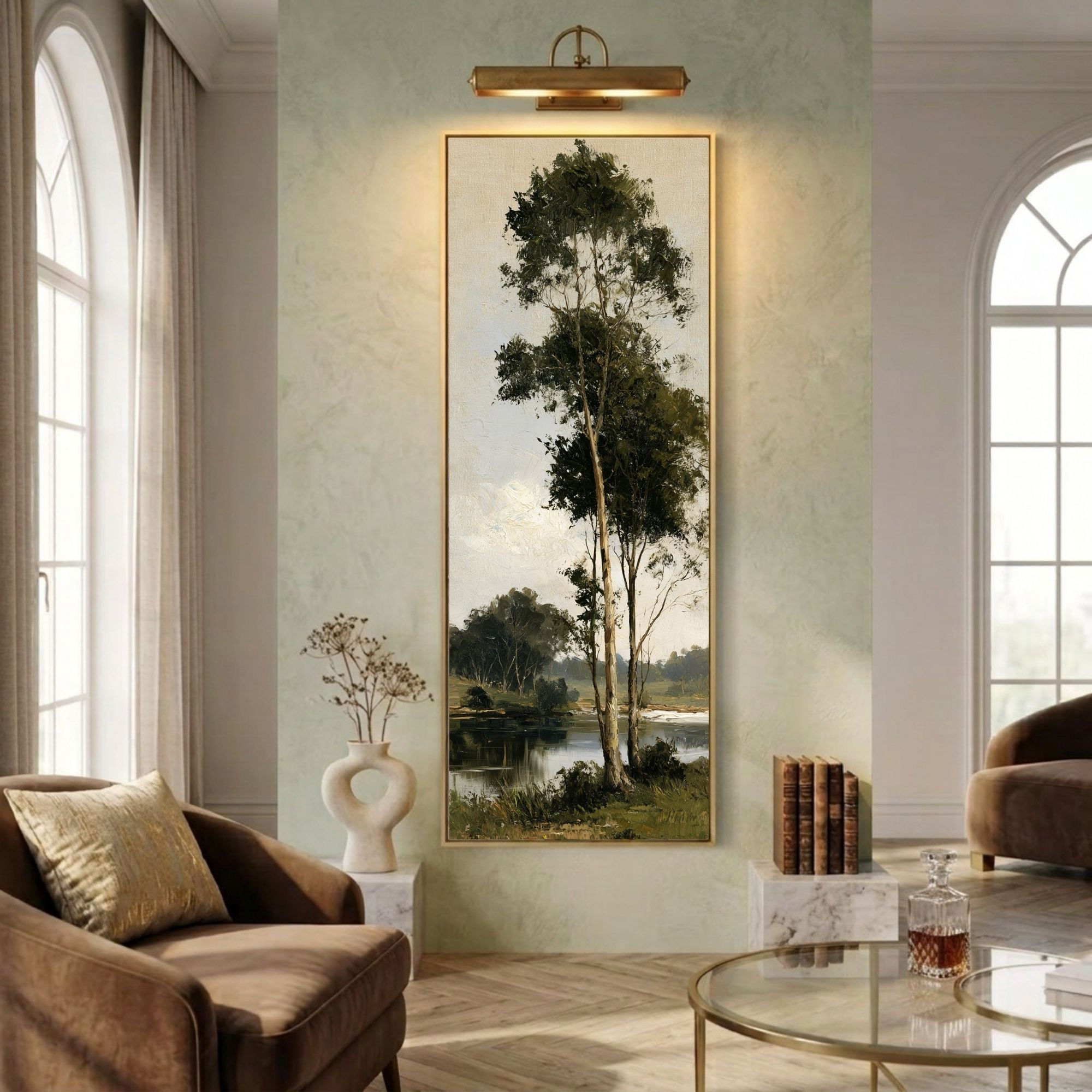 Tall Narrow Wall Art Tree Landscape Vertical Canvas Print for Living Room