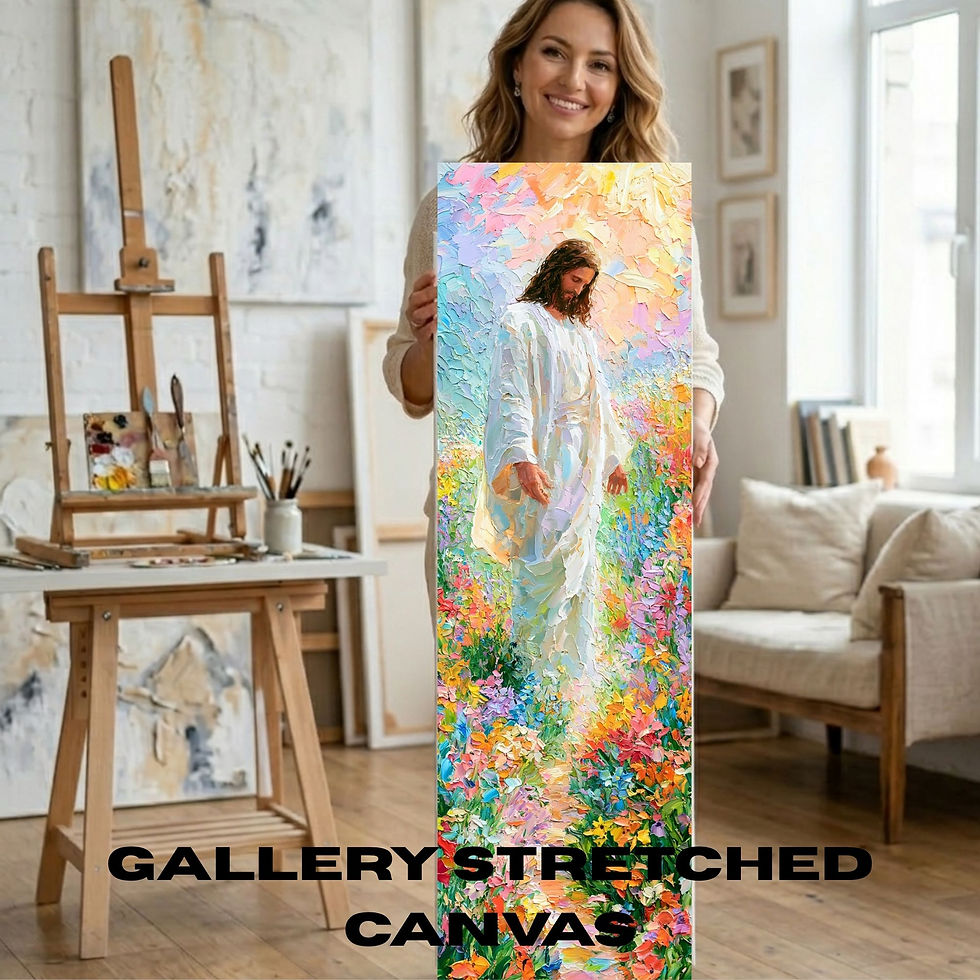 Thumbnail: Tall Vertical Floral Pathway Jesus Canvas Wall Art for Christian