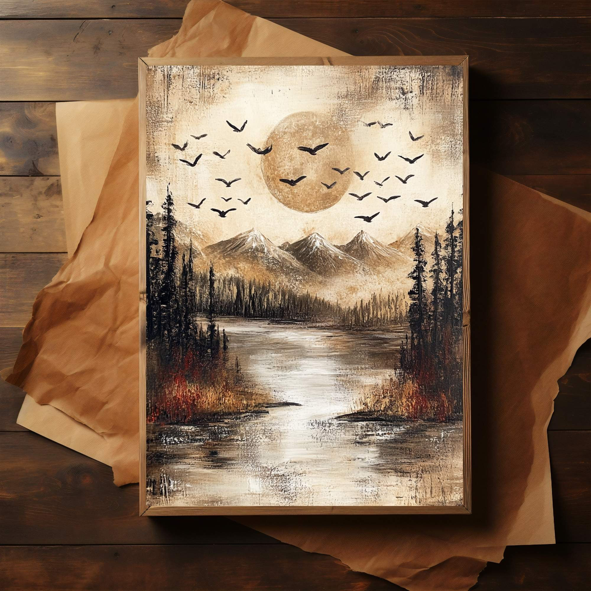 Tall Narrow Wall Art Rustic Landscape Canvas Print for Living Room