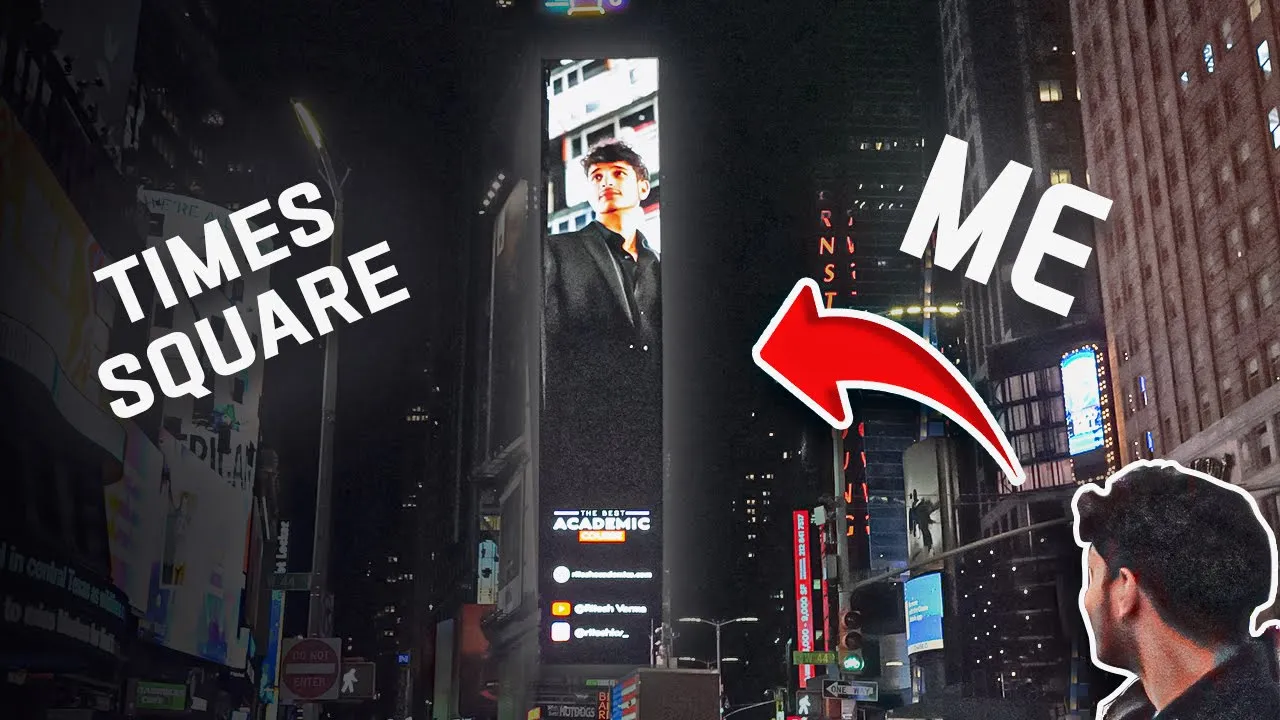 This image features Ritesh Verma looking at himself on Times Square. This was a cumulation of his work in the SAT and bot development industry. His online SAT tutoring and bot developer jobs got him a lot of recognition.