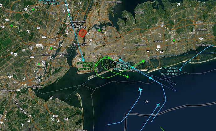 Air tracks arriving and departing JFK