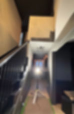 Interior stairway and hallway painting by Dirigo Paint Co.