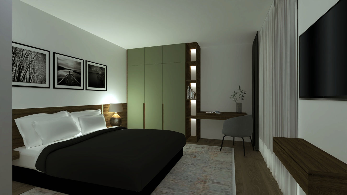 noční pohled na ložnici