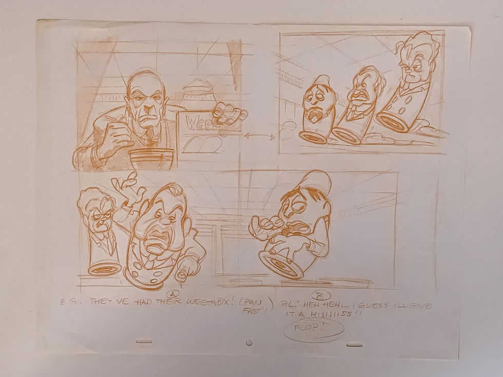 Weetabix commercial original storyboard drawing