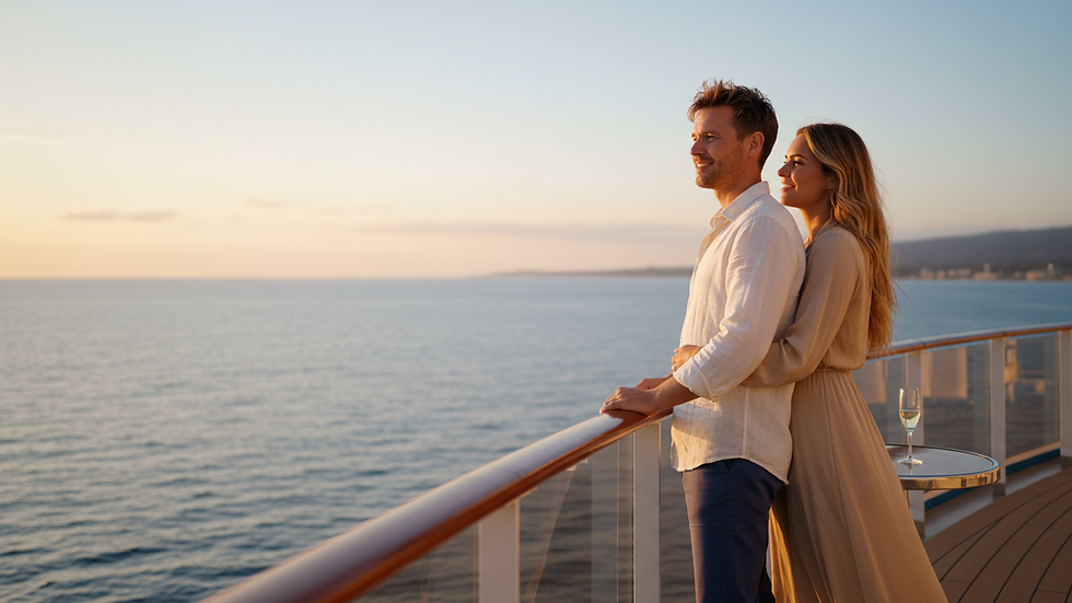 Vue rapprochée d’un couple regardant l’horizon depuis le pont d’un navire