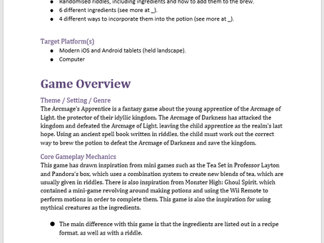 Game Design - First Draft and Iterations
