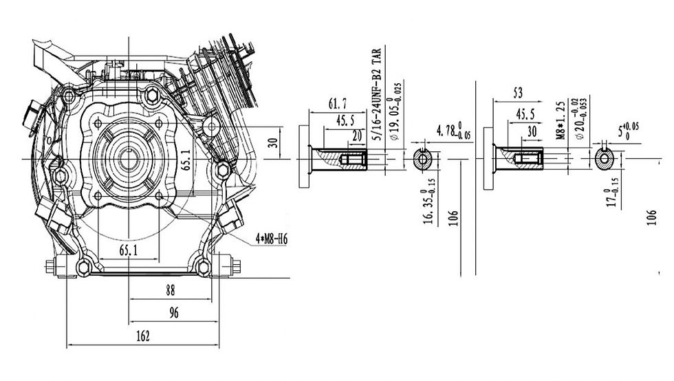 Thumbnail: Hyundai 212cc 6.5hp 3/4'' 19.05mm Straight Shaft Engine 4-Stroke OHV | IC210P-19