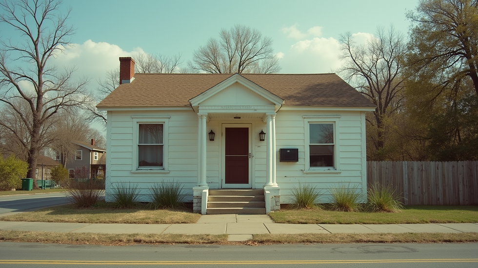 Eye-level view of a vintage adoption agency building