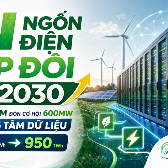AI ngốn điện gấp đôi vào 2030 — trung tâm dữ liệu toàn cầu và cơ hội 600MW cho Việt Nam