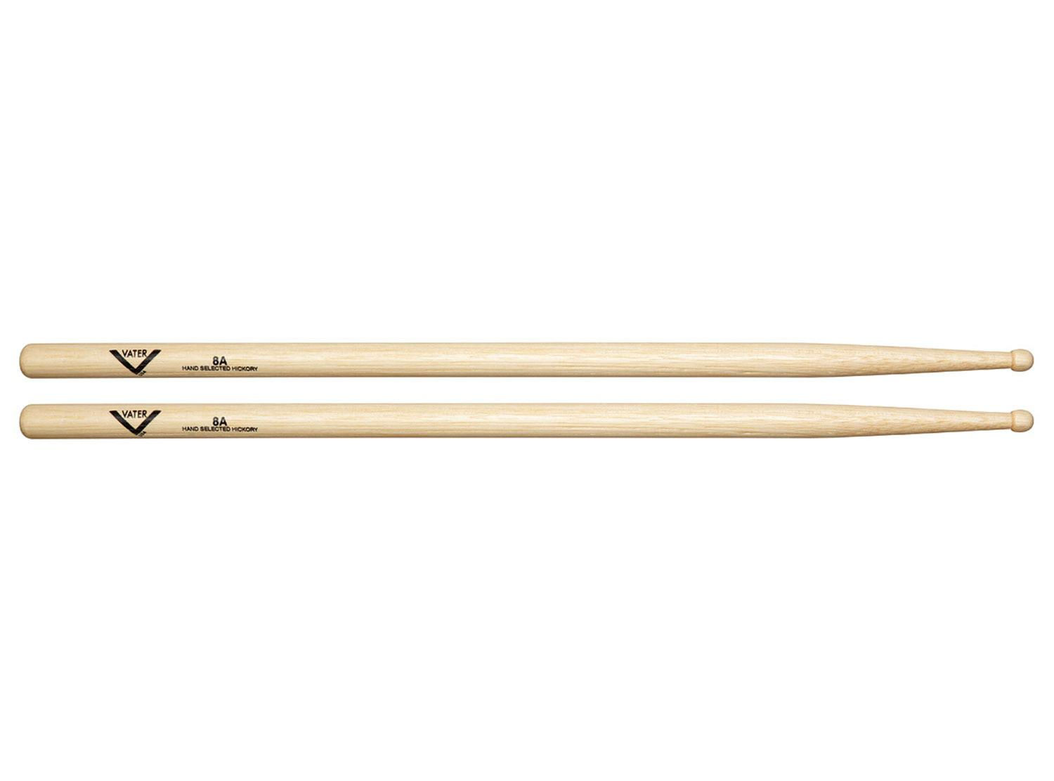 Vater 8A Hickory Wood Tip Drumsticks