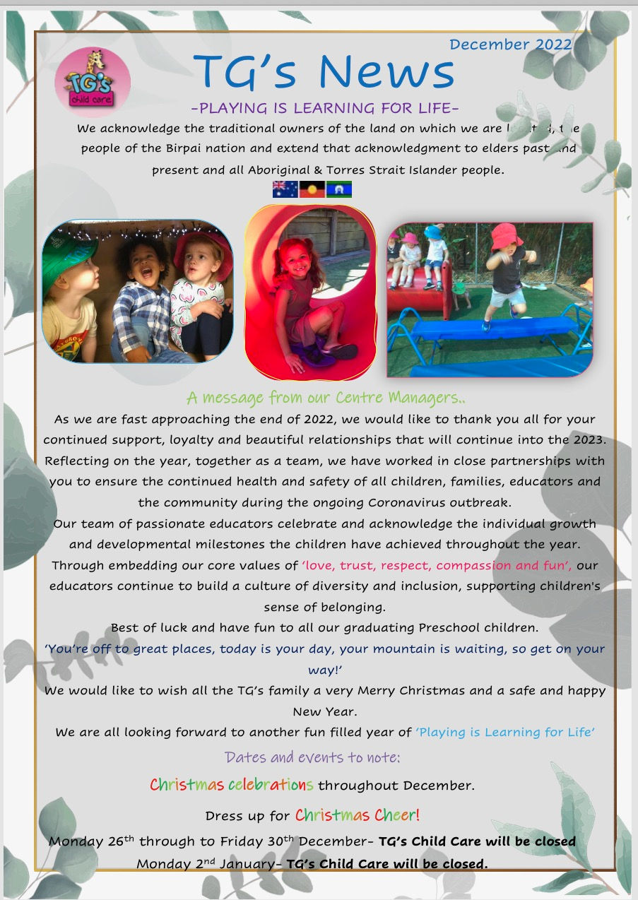 TG's Child Care High Street December 2022 Newsletter | TG´s High Street | TG´s Child Care 