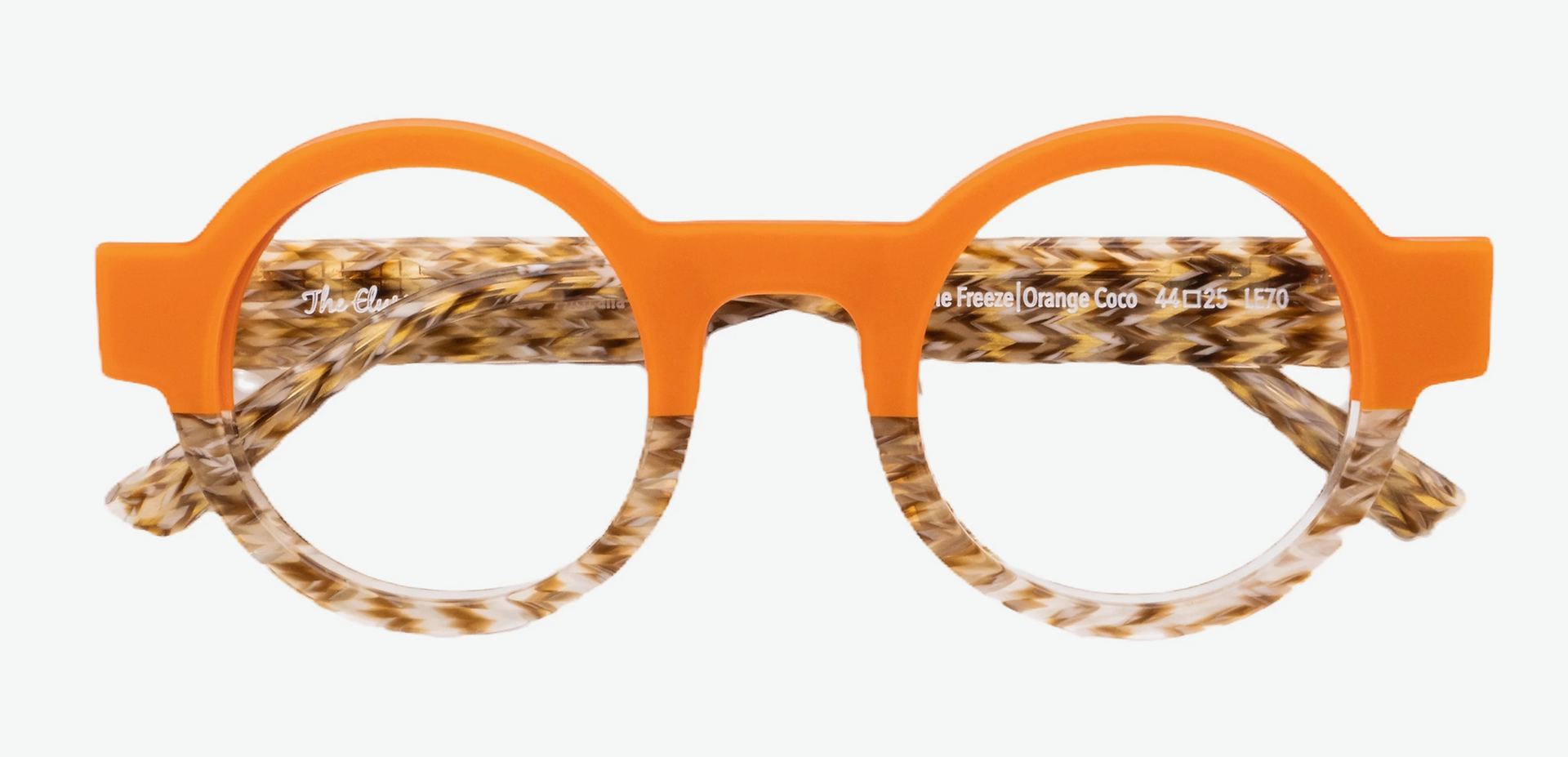 The Elusive Miss Lou eyewear the Freeze Orange Coco at Panoptic Vision | Panoptic Vision