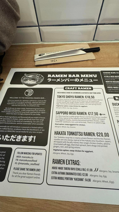 Ramen Bar Menu | Brilliant Magazine Luxembourg