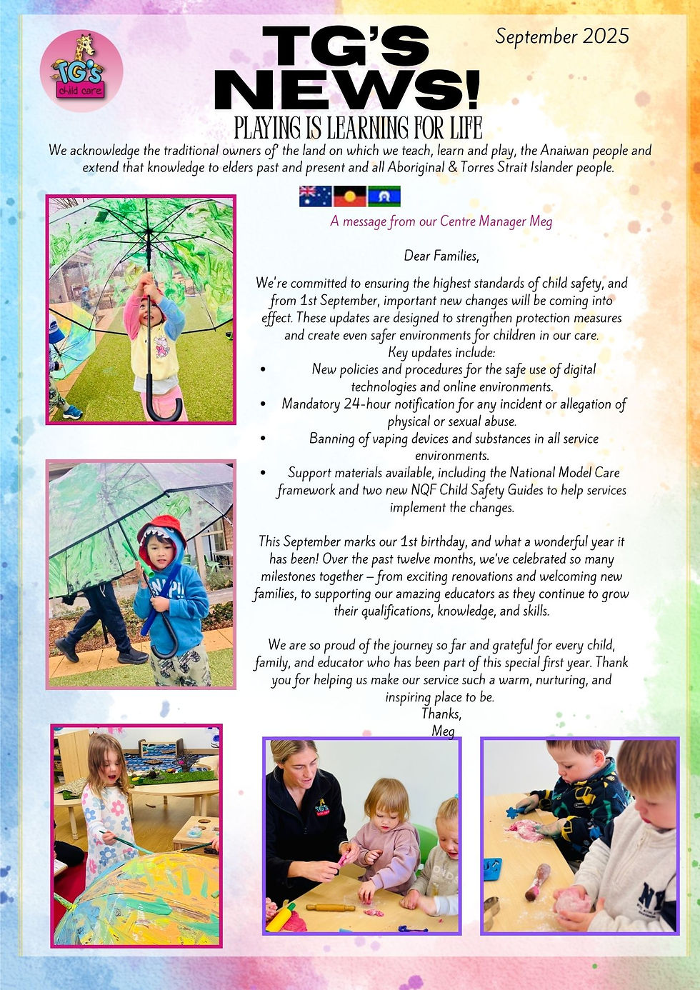 TG's Kirkwood St Sept 2025 Newsletter | TG's Child Care Kirkwood St