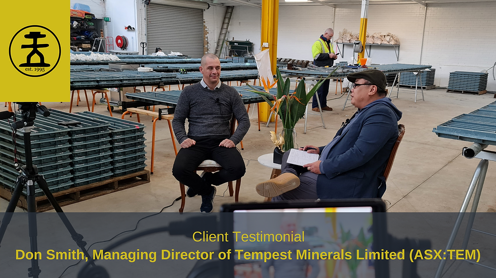 Client testimonial from Don Smith, Managing Director Tempest Minerals Limited (ASX:TEM)