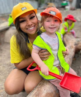 tg's urangan educator and toddler playing construction work | TG's Child Care | Brilliant-Online