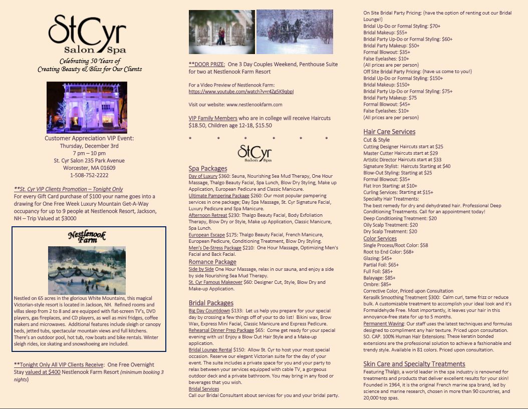 St. Cyr Menu of Services