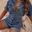 Miniatura: Summer Sexy Womens Short Denim Jumpsuit