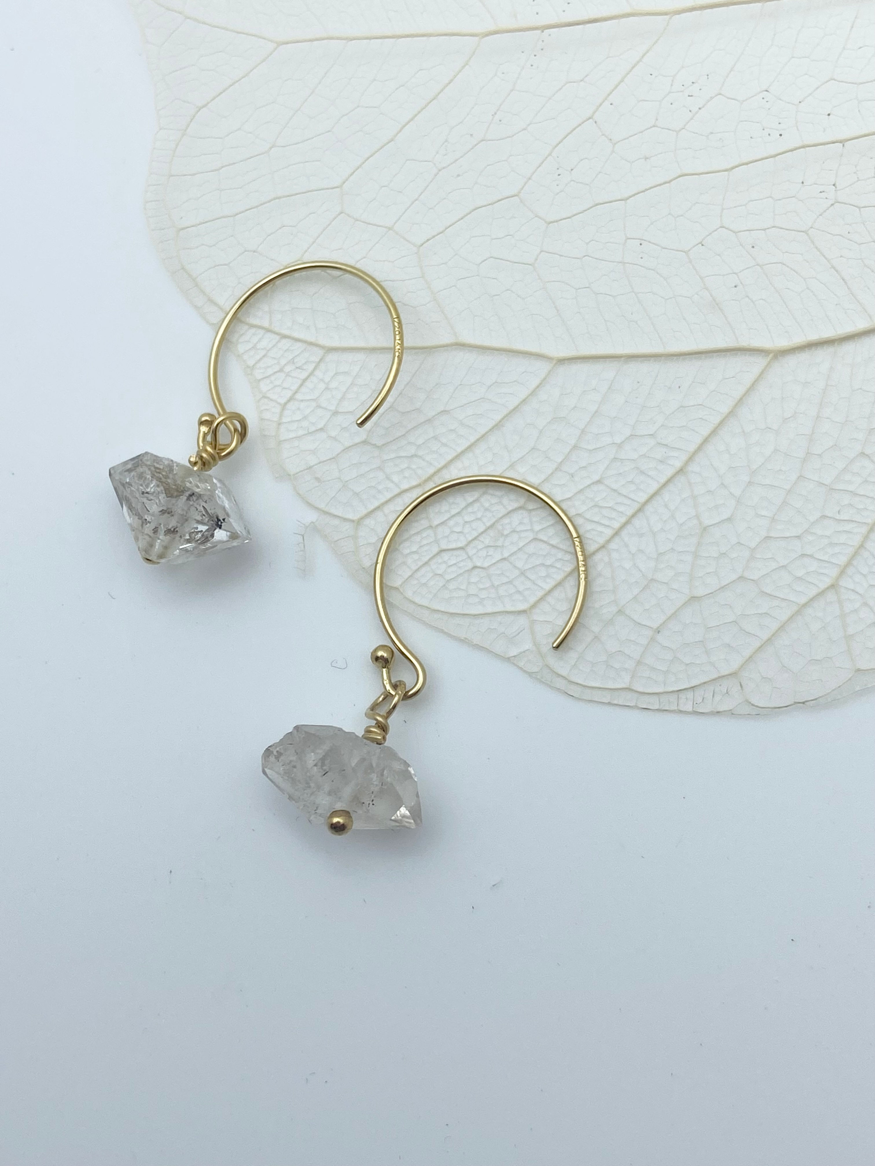 -Gold- Herkimer Diamond Earrings