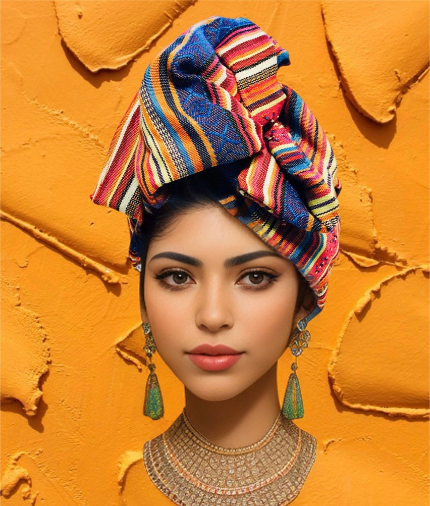 Mexican Serape Style Protection Wired Head Wrap
