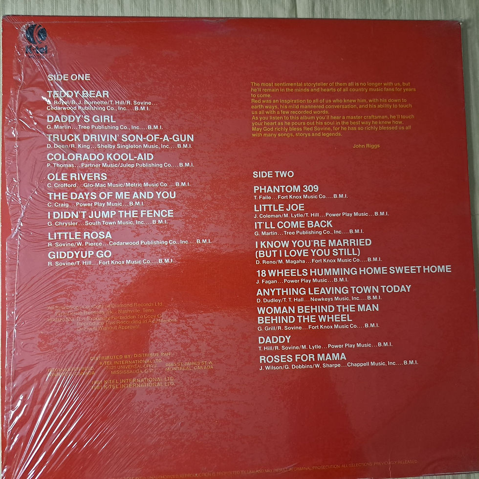 Thumbnail: ALBUMS - The late great Red Sovine vinyl album LP record