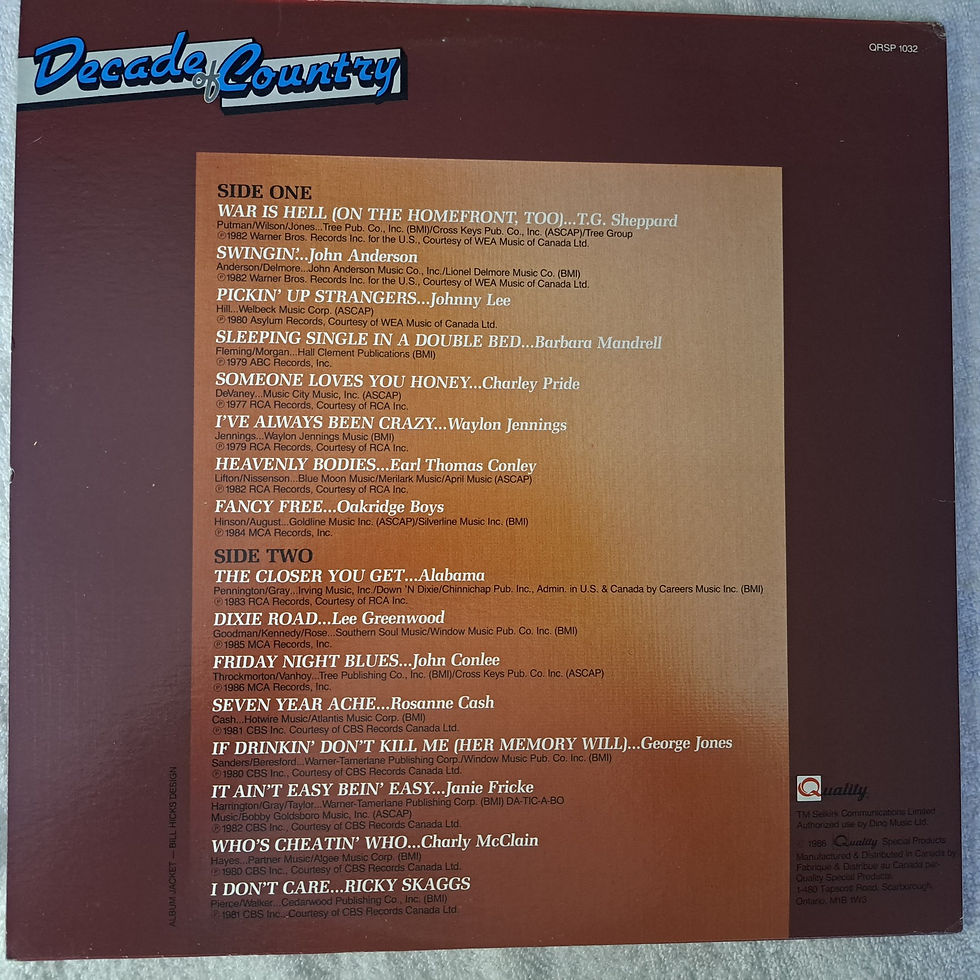 Thumbnail: ALBUMS - Decade of country vinyl album LP record