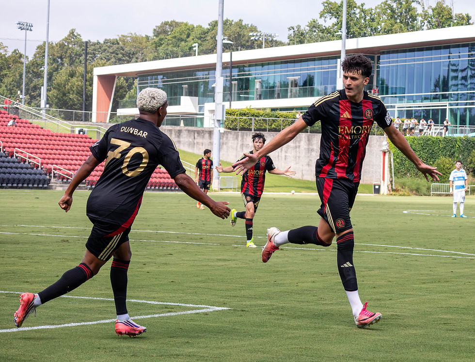 Arif Kovac and Cameron Dunbar celebrating a goal, Atlanta United 2, 2026