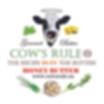 Round white Label for Honey Butter Compound Butter with Logo Cow and title text