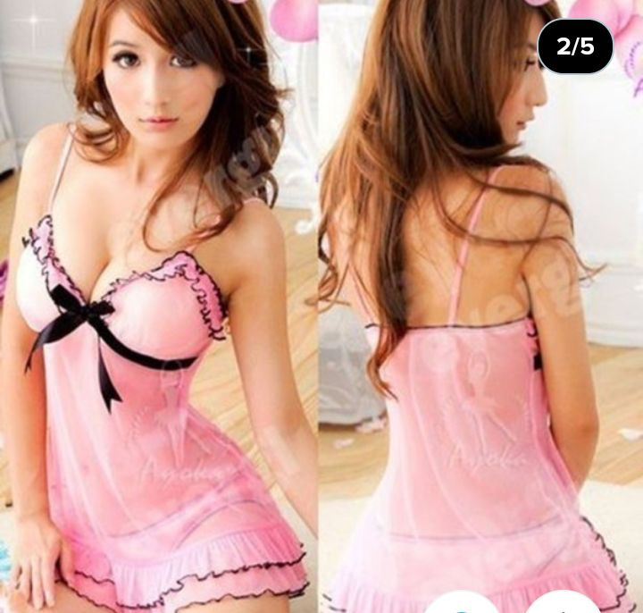 Thumbnail: Women Sexy Pink Lace Baby Dolls Nightdress With Lingerie Babydoll


R