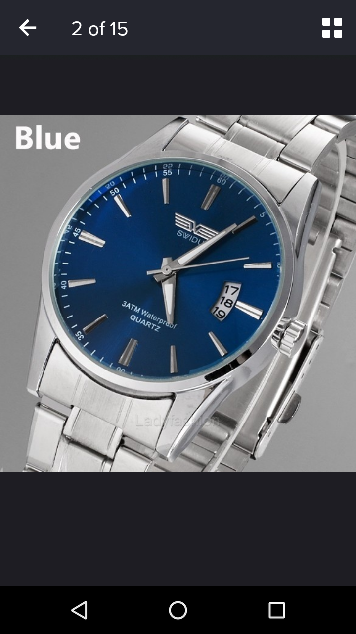 Thumbnail: Men Analog Stainless Steel Band Quartz Movement Round Wrist Watch 3 Colors .