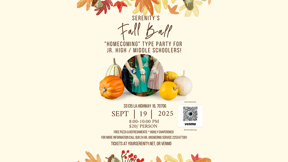 Serenity 4th Annual Fall Ball for Middle School & Jr. High Students